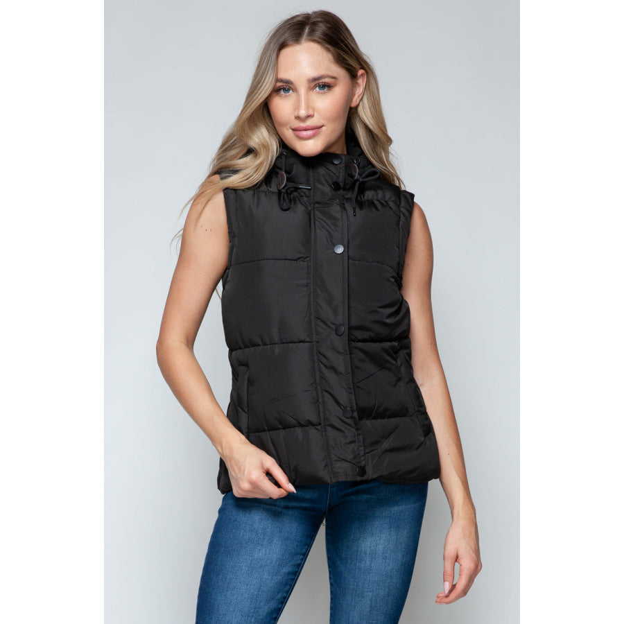 Snobbish Snap and Zip Closure Hooded Vest Midnight/Black / S Apparel and Accessories