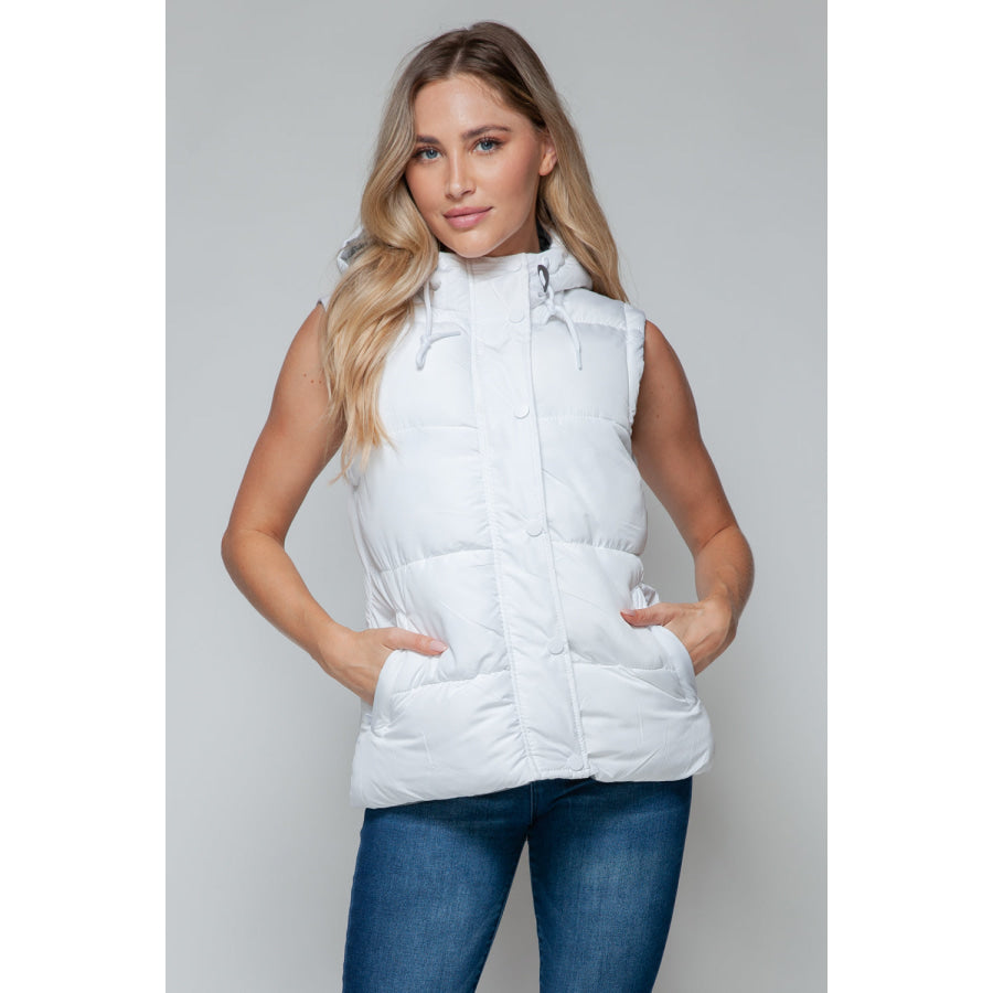 Snobbish Snap and Zip Closure Hooded Vest White/Chiseled Stone / S Apparel and Accessories