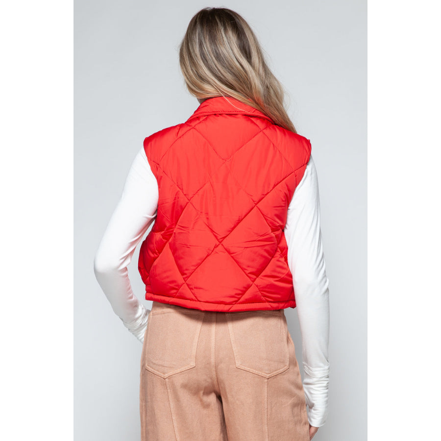 Snobbish Snap Down Quilted Crop Vest Apparel and Accessories