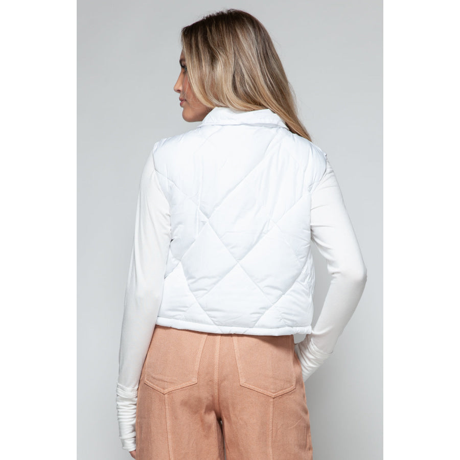 Snobbish Snap Down Quilted Crop Vest Apparel and Accessories