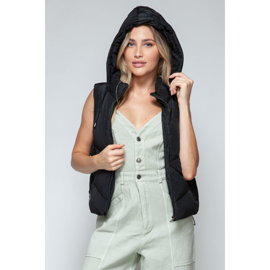 Snobbish Zip Up Quilted Hooded Vest Apparel and Accessories