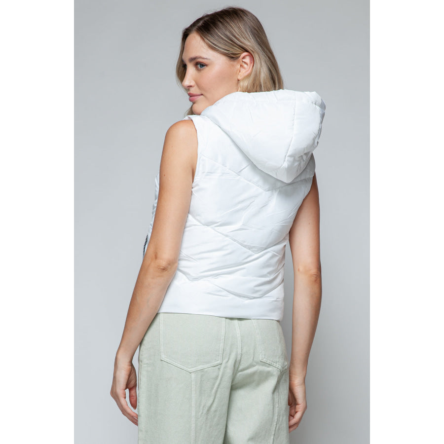 Snobbish Zip Up Quilted Hooded Vest White / S Apparel and Accessories