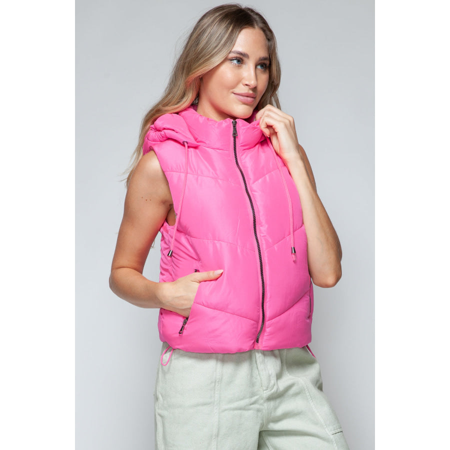 Snobbish Zip Up Quilted Hooded Vest Apparel and Accessories