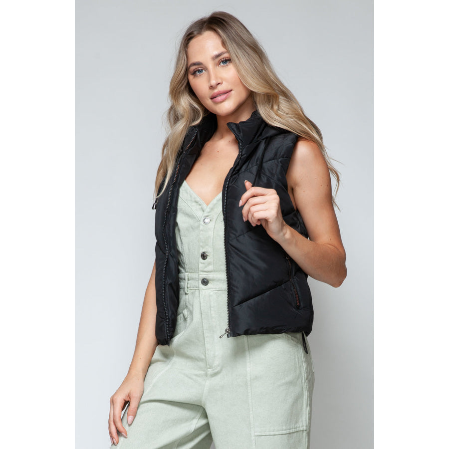 Snobbish Zip Up Quilted Hooded Vest Apparel and Accessories