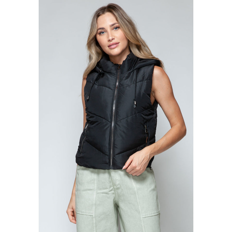 Snobbish Zip Up Quilted Hooded Vest Apparel and Accessories