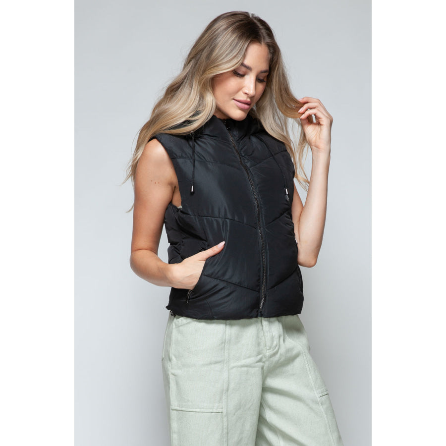 Snobbish Zip Up Quilted Hooded Vest Apparel and Accessories