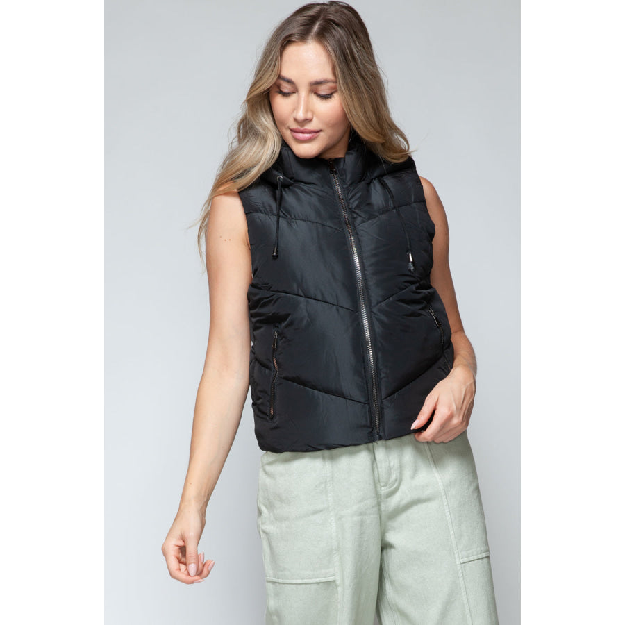 Snobbish Zip Up Quilted Hooded Vest Apparel and Accessories