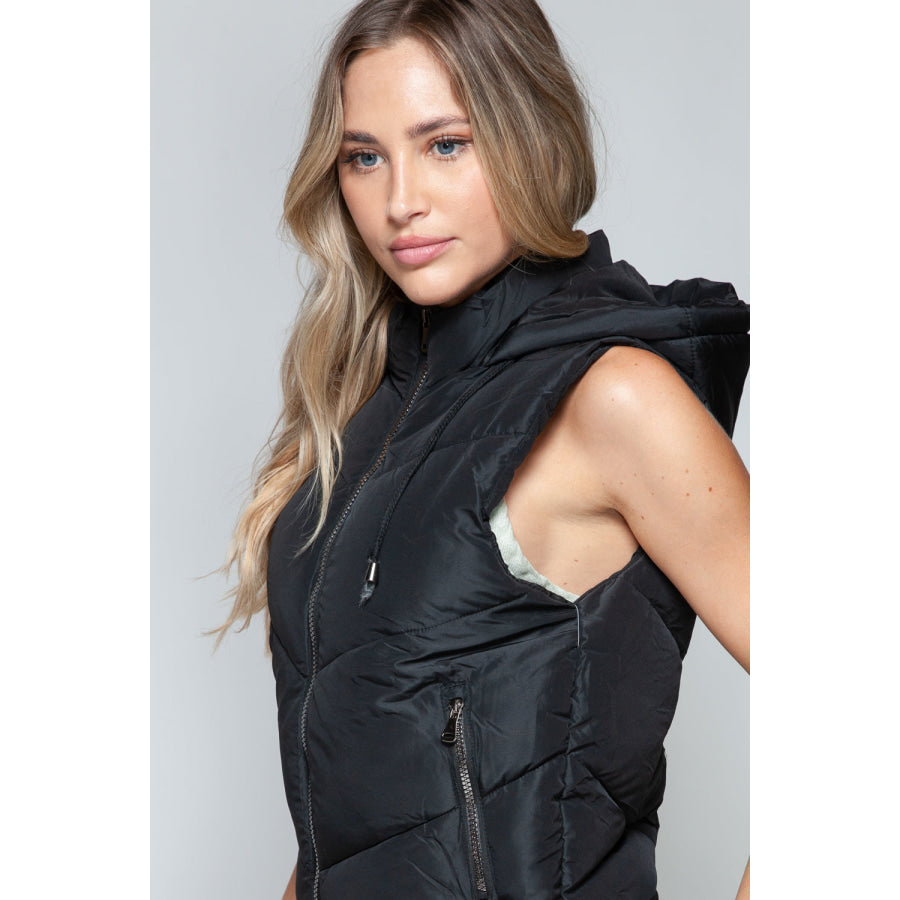 Snobbish Zip Up Quilted Hooded Vest Apparel and Accessories