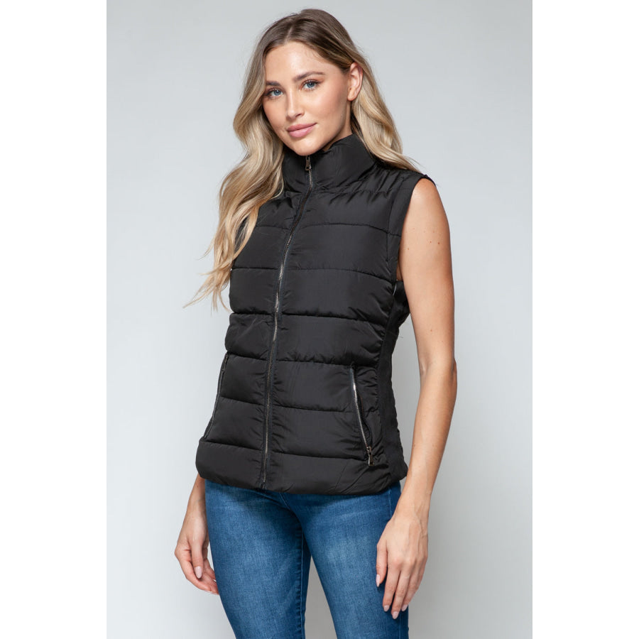 Snobbish Zip Up Turtleneck Vest with Pockets Apparel and Accessories