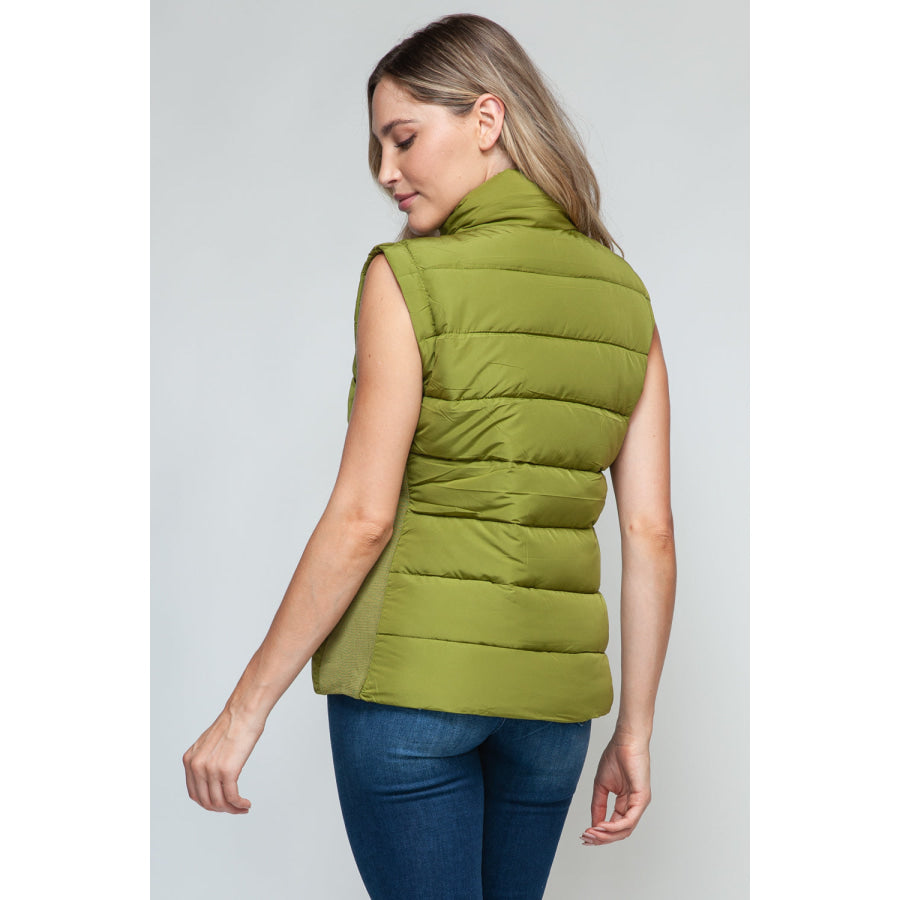 Snobbish Zip Up Turtleneck Vest with Pockets Apparel and Accessories