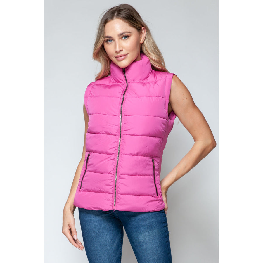 Snobbish Zip Up Turtleneck Vest with Pockets Apparel and Accessories