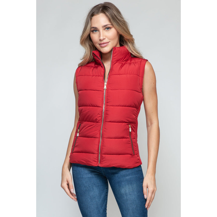 Snobbish Zip Up Turtleneck Vest with Pockets Apparel and Accessories