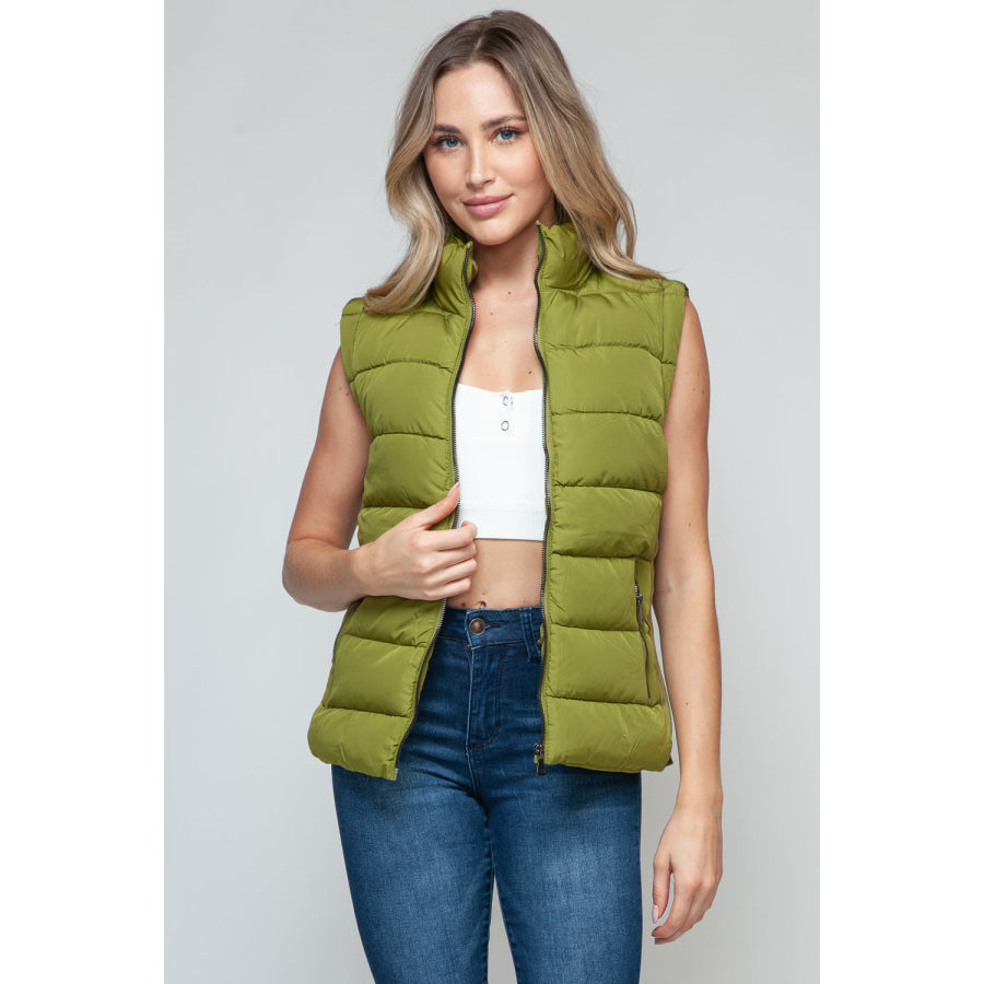 Snobbish Zip Up Turtleneck Vest with Pockets Apparel and Accessories