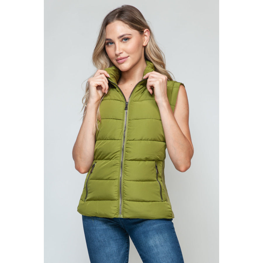 Snobbish Zip Up Turtleneck Vest with Pockets Apparel and Accessories