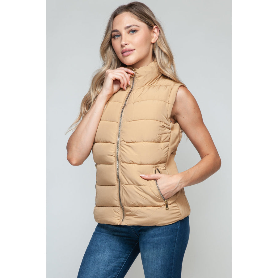 Snobbish Zip Up Turtleneck Vest with Pockets Apparel and Accessories