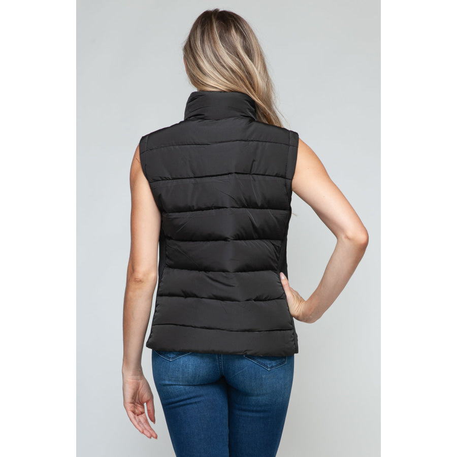 Snobbish Zip Up Turtleneck Vest with Pockets Apparel and Accessories