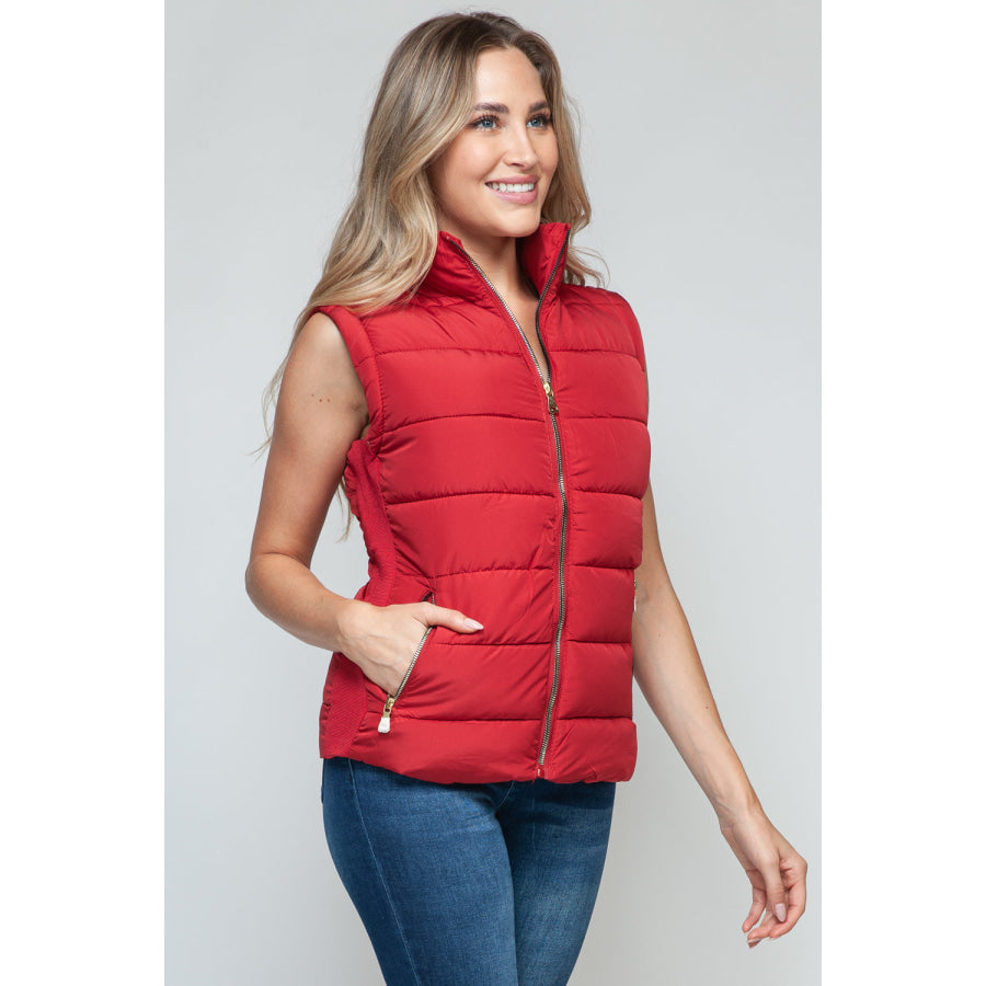 Snobbish Zip Up Turtleneck Vest with Pockets Apparel and Accessories