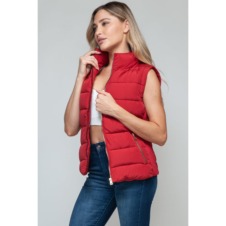 Snobbish Zip Up Turtleneck Vest with Pockets Apparel and Accessories