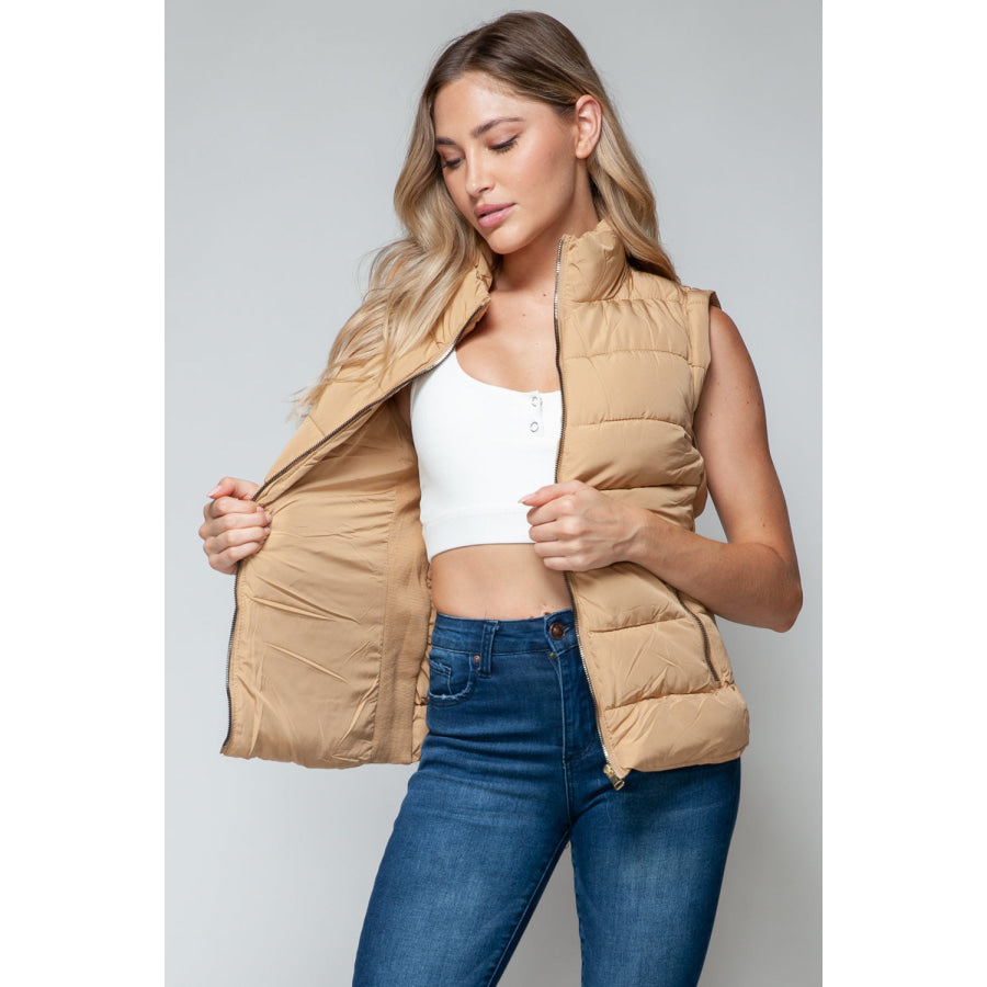 Snobbish Zip Up Turtleneck Vest with Pockets Apparel and Accessories