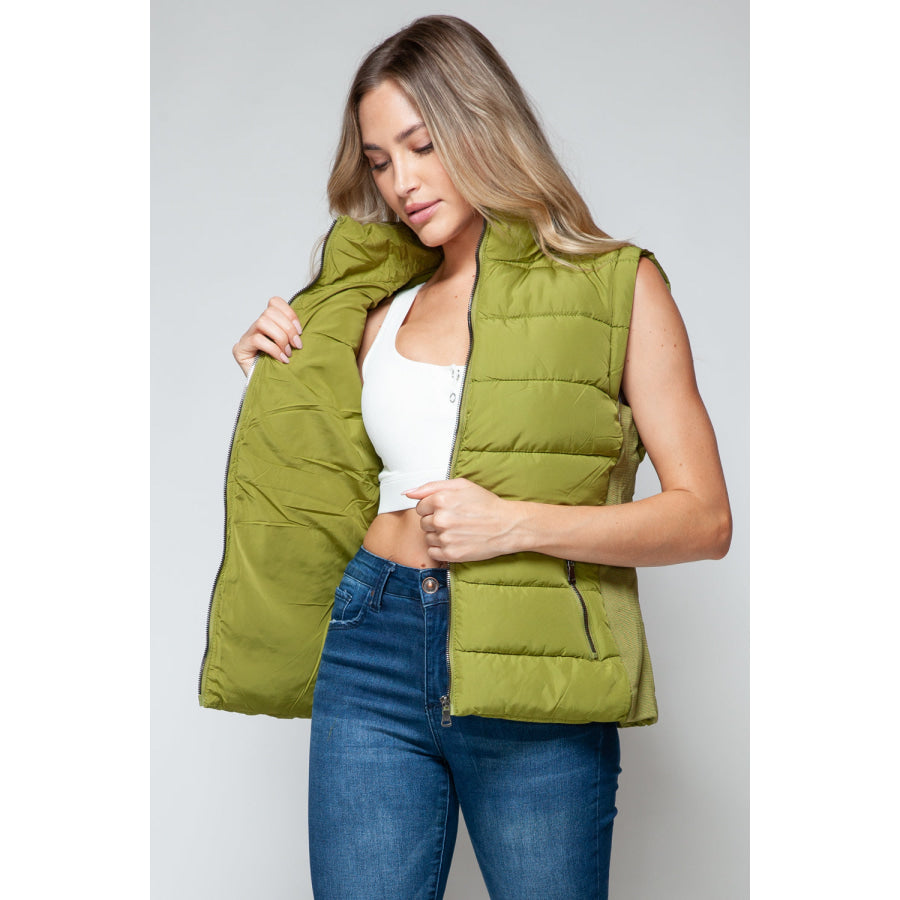 Snobbish Zip Up Turtleneck Vest with Pockets Apparel and Accessories