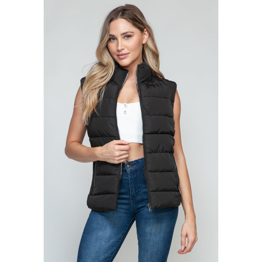 Snobbish Zip Up Turtleneck Vest with Pockets Black / S Apparel and Accessories