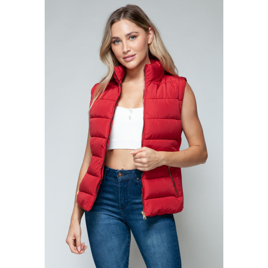 Snobbish Zip Up Turtleneck Vest with Pockets Red / S Apparel and Accessories