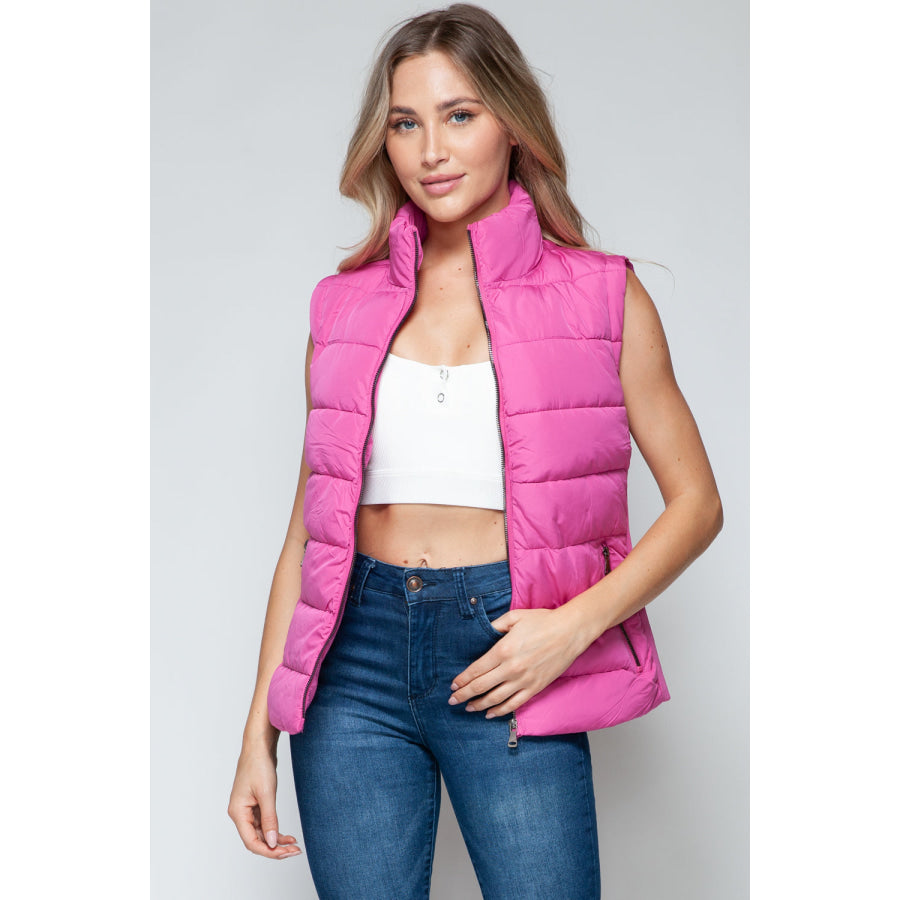 Snobbish Zip Up Turtleneck Vest with Pockets Rose Violet / S Apparel and Accessories