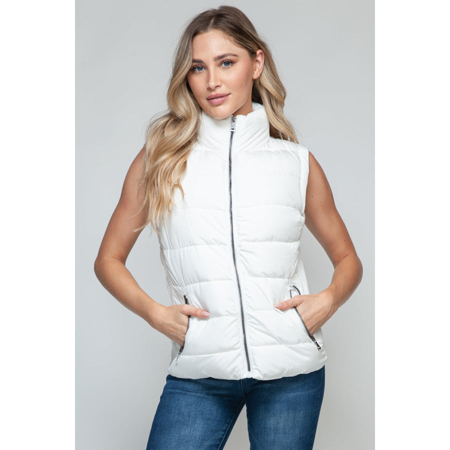 Snobbish Zip Up Turtleneck Vest with Pockets White / S Apparel and Accessories