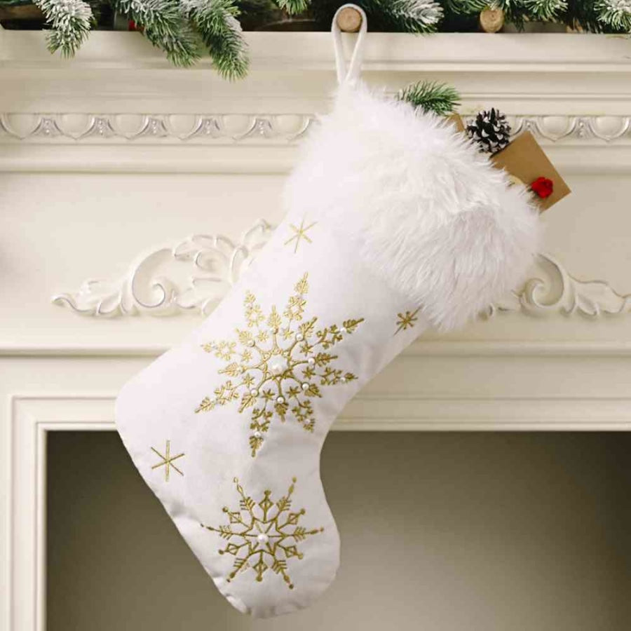 Snowflake Christmas Stocking Gold / One Size