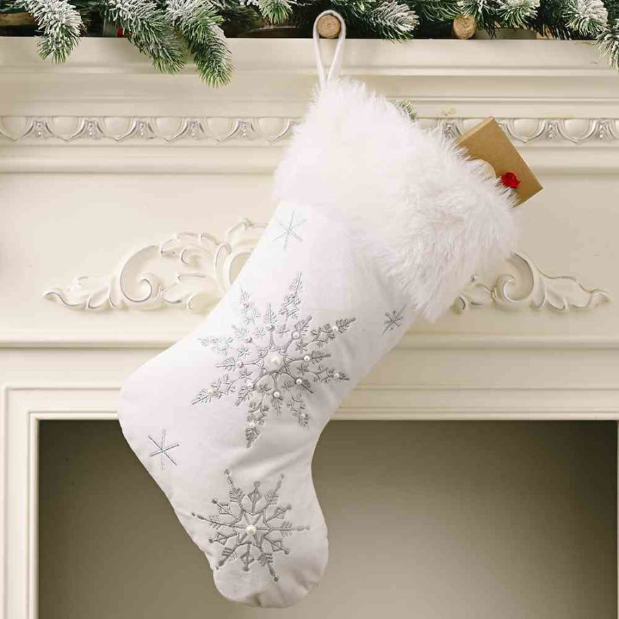 Snowflake Christmas Stocking Silver / One Size