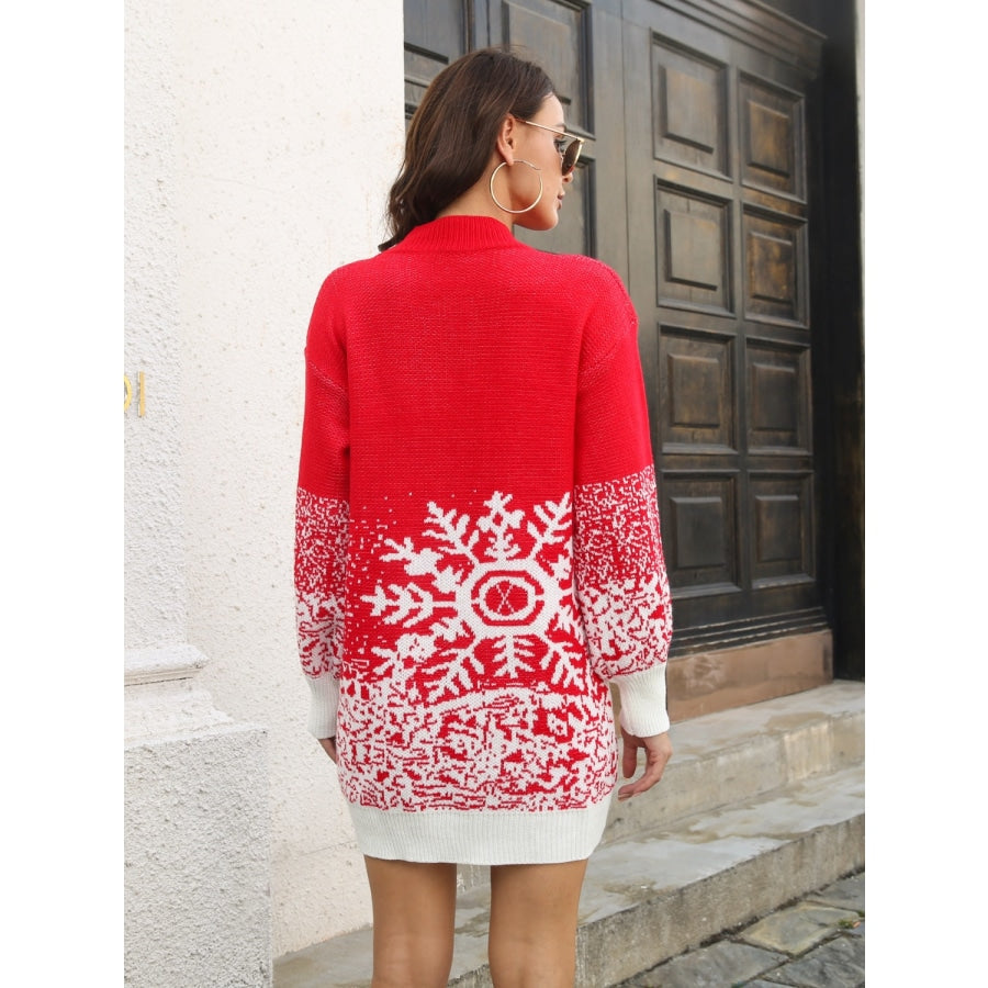 Snowflake Pattern Sweater Dress