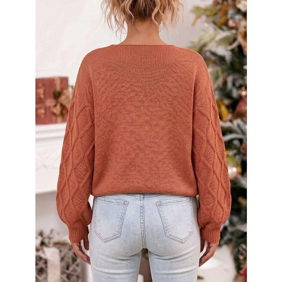 Snowflake Textured V-Neck Sweater Apparel and Accessories
