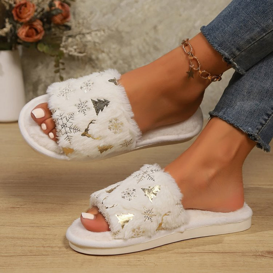 Snowflakes Open Toe Slippers Apparel and Accessories