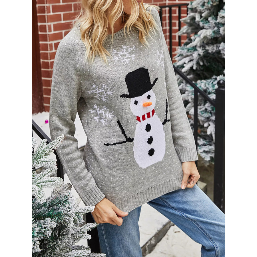 Snowman Graphic Raglan Sleeve Sweater Apparel and Accessories