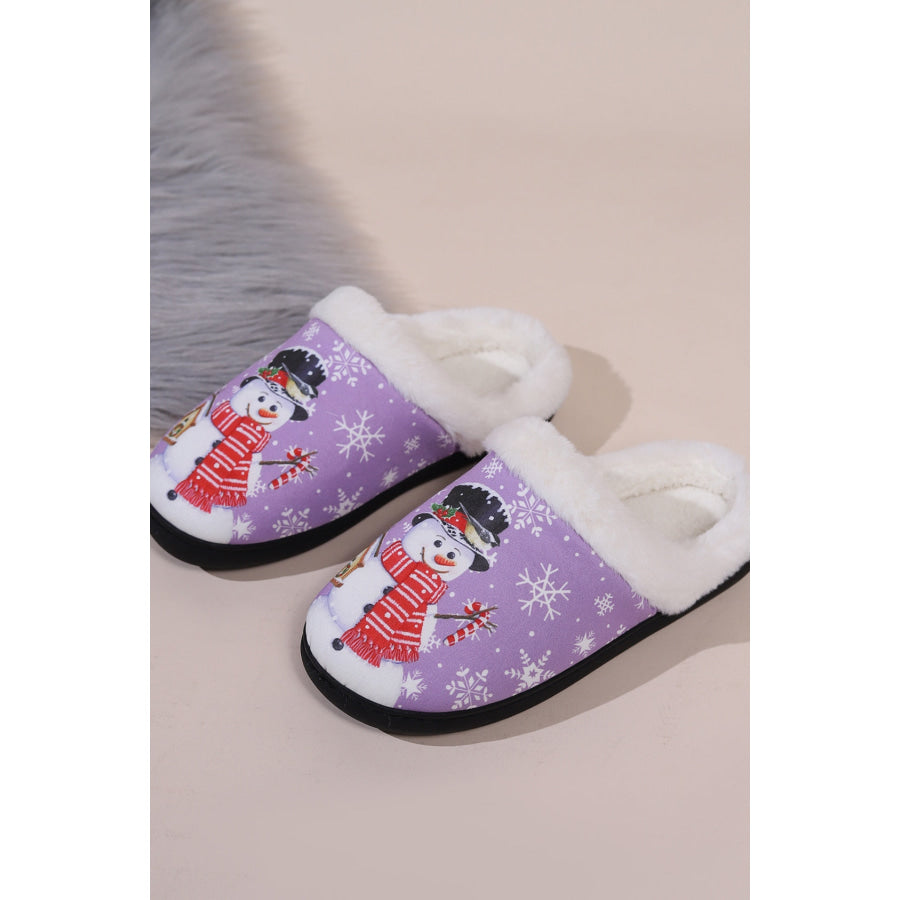 Snowman Round Toe Faux Fur Slippers Apparel and Accessories