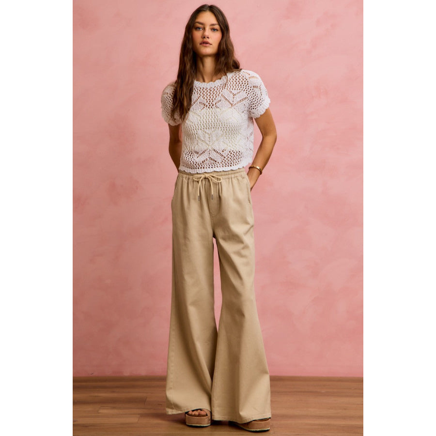 SO ME Crochet Scallop Edge Short Sleeves Knit Cover Up Apparel and Accessories