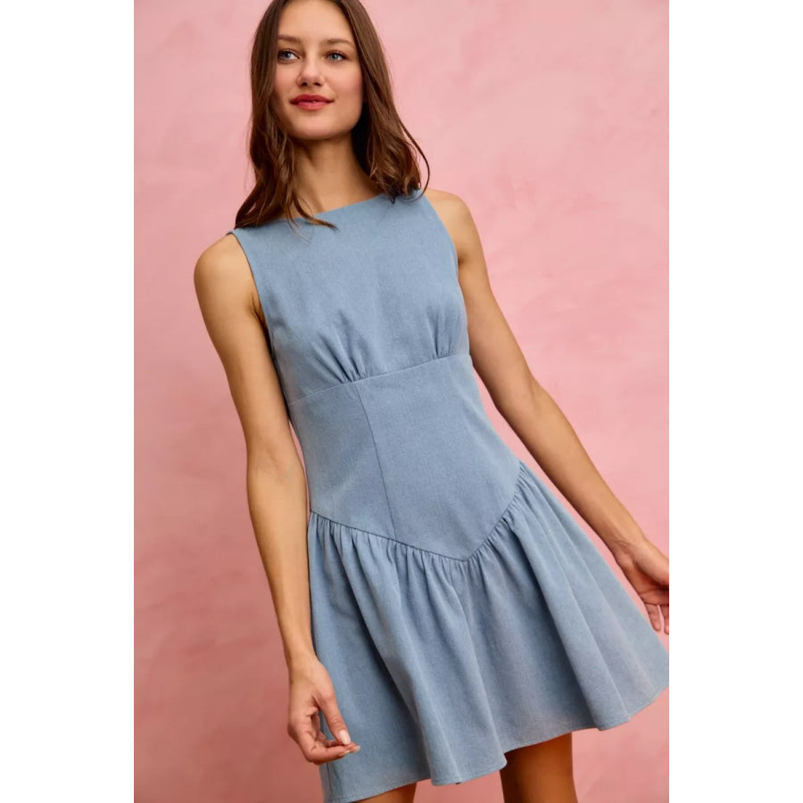 SO ME Fit And Flare Sleeveless Denim Mini Dress Apparel and Accessories