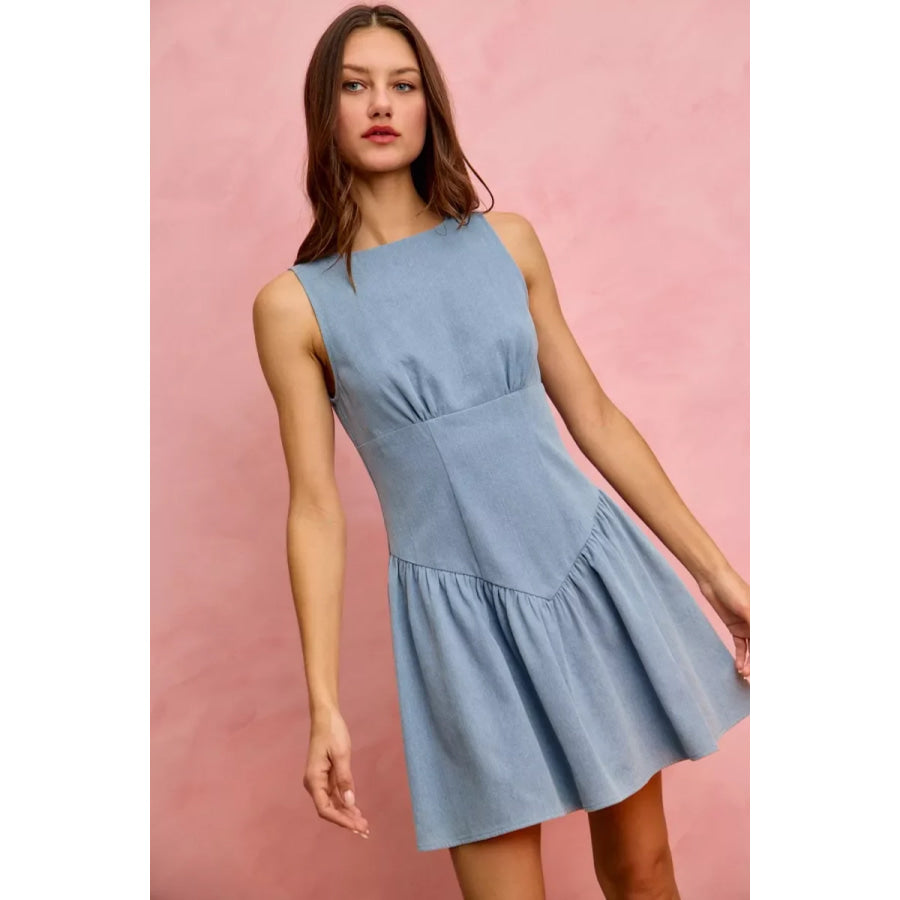 SO ME Fit And Flare Sleeveless Denim Mini Dress Apparel and Accessories