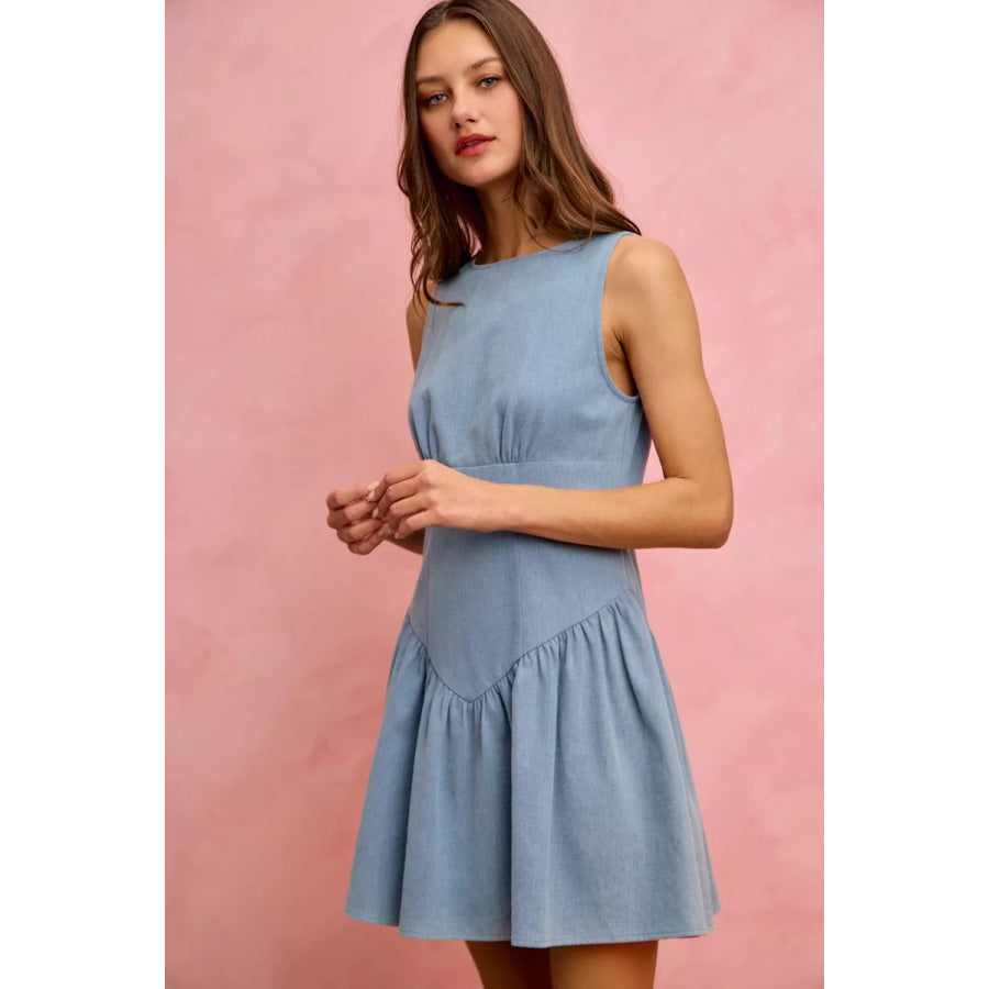 SO ME Fit And Flare Sleeveless Denim Mini Dress Apparel and Accessories