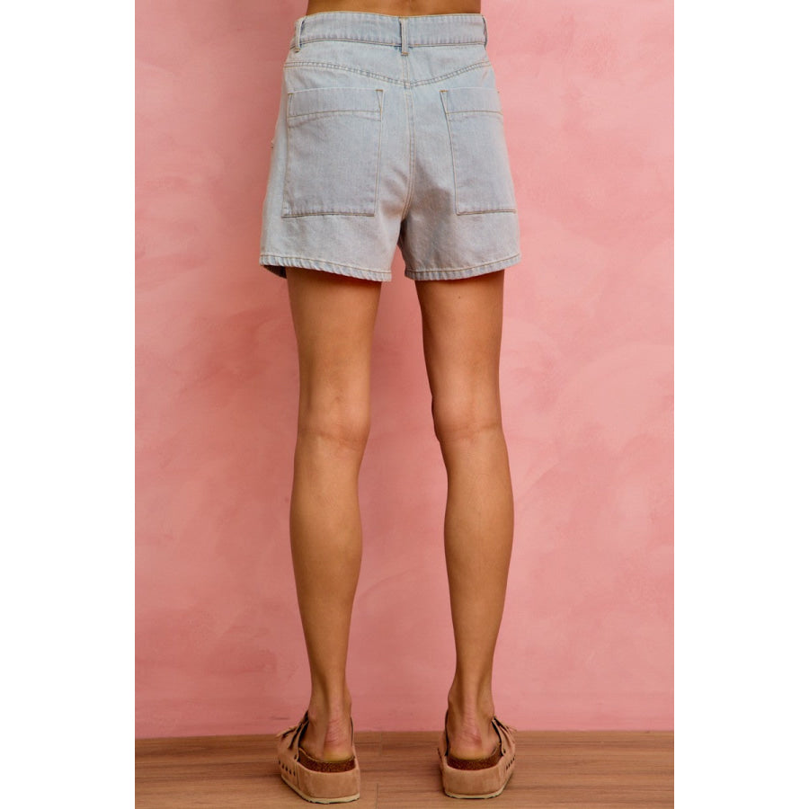 SO ME Mid Rise Denim Shorts With Cotton Tape Drawstring Apparel and Accessories