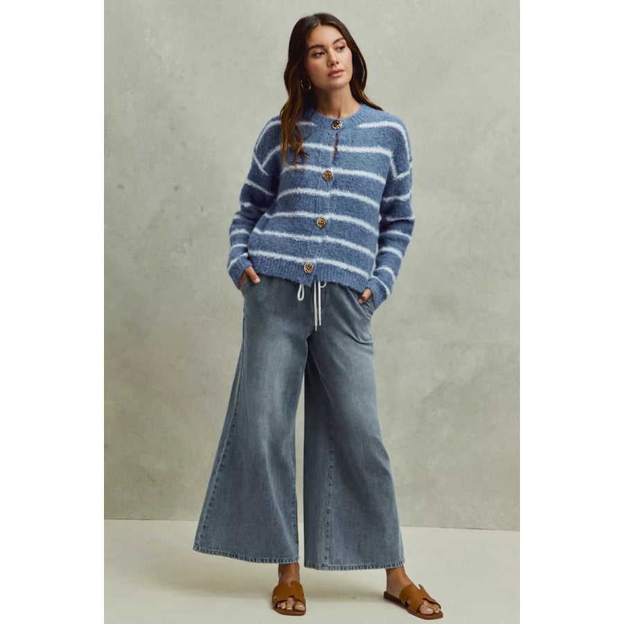 SO ME Mid Rise Elastic Waist Flare Denim Jeans Apparel and Accessories