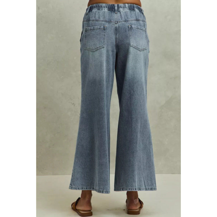 SO ME Mid Rise Elastic Waist Flare Denim Jeans Apparel and Accessories