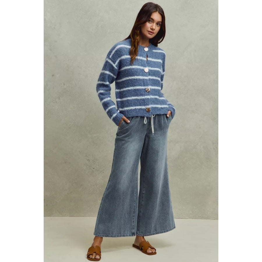 SO ME Mid Rise Elastic Waist Flare Denim Jeans Apparel and Accessories