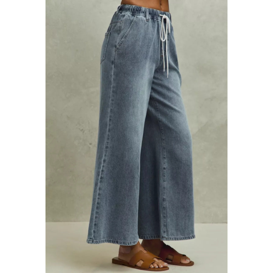 SO ME Mid Rise Elastic Waist Flare Denim Jeans Apparel and Accessories