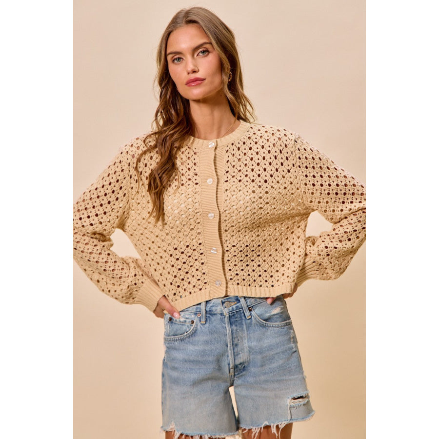 SO ME Open Knitted Button Down Cardigan Sweater Top Apparel and Accessories