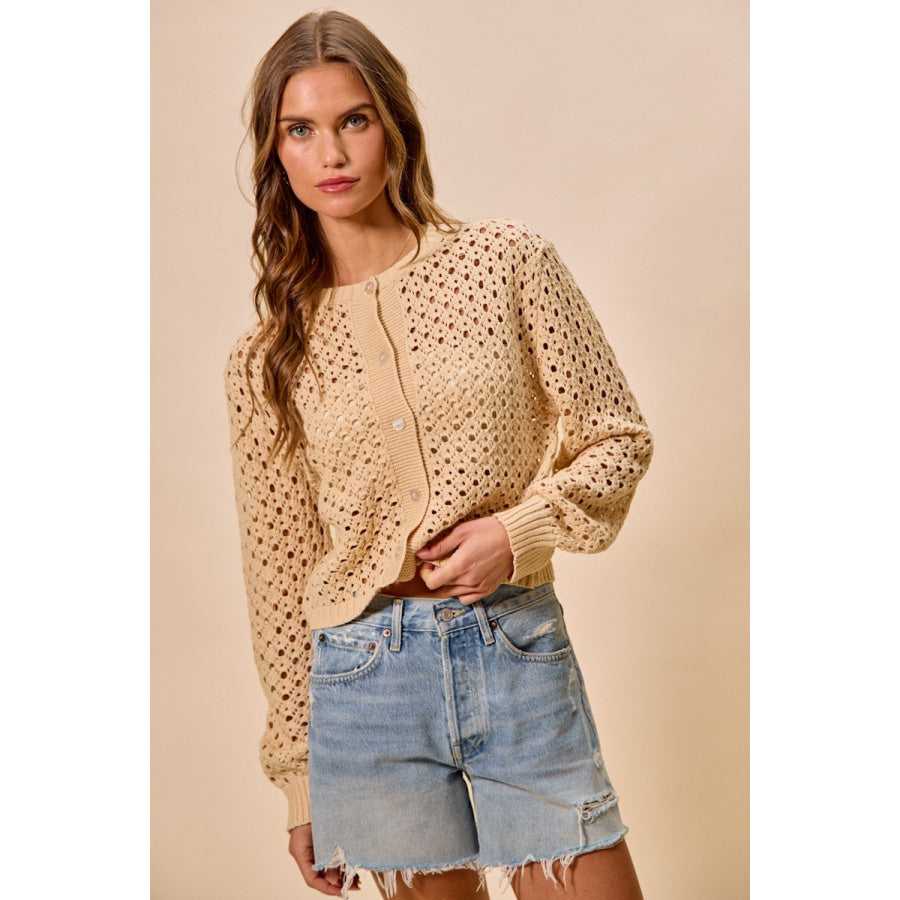 SO ME Open Knitted Button Down Cardigan Sweater Top Apparel and Accessories