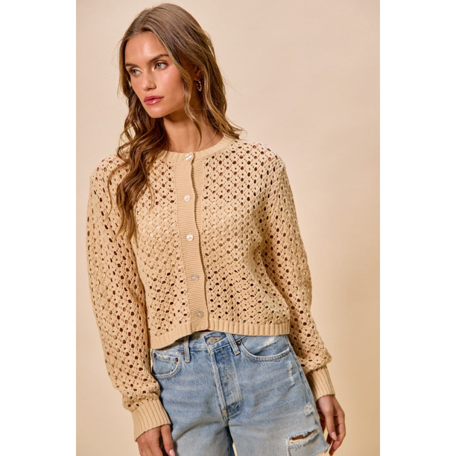 SO ME Open Knitted Button Down Cardigan Sweater Top Apparel and Accessories