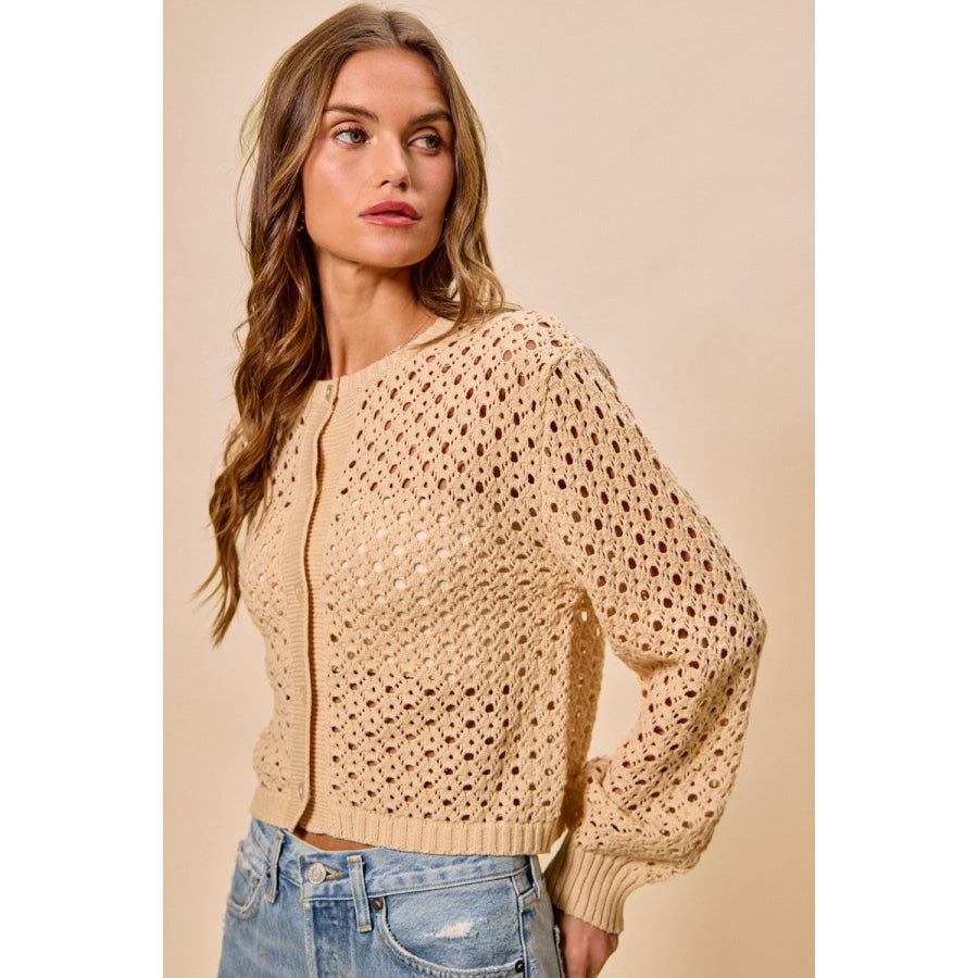 SO ME Open Knitted Button Down Cardigan Sweater Top Apparel and Accessories