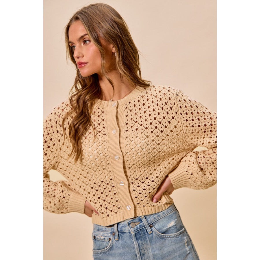 SO ME Open Knitted Button Down Cardigan Sweater Top Apparel and Accessories