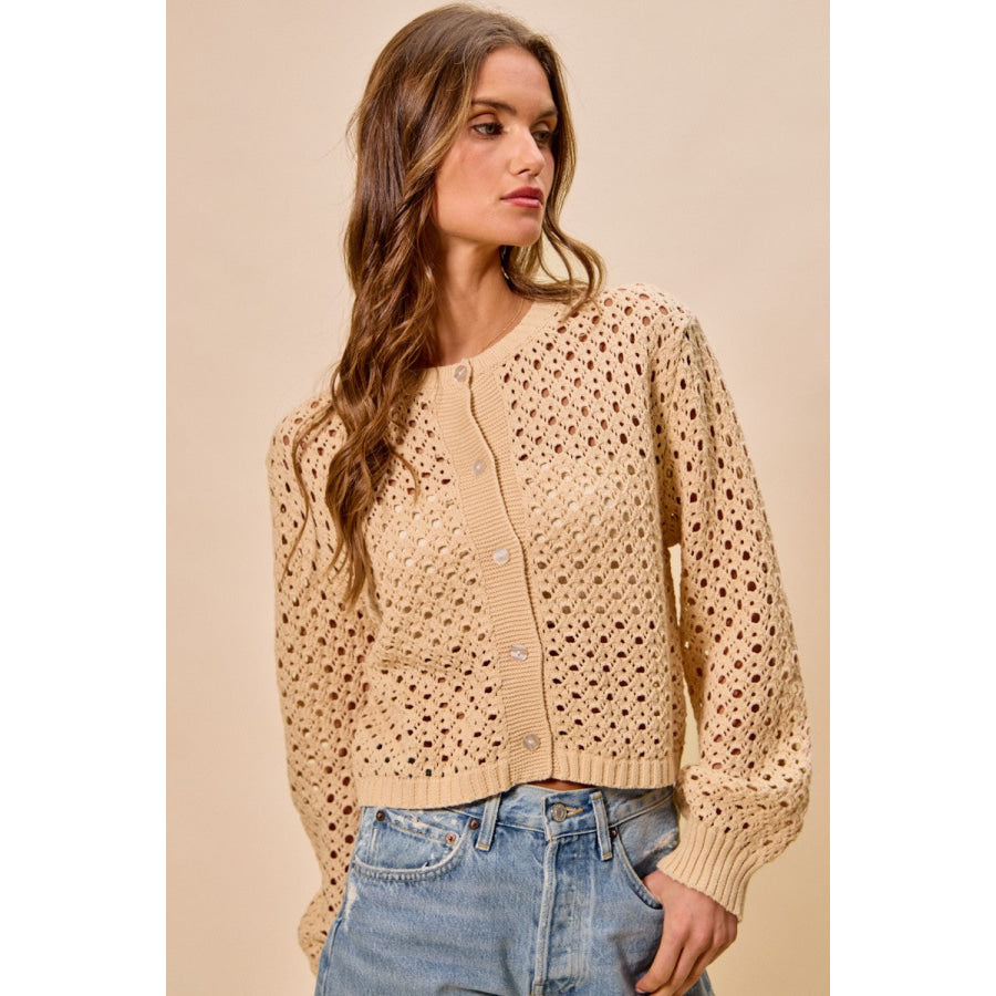 SO ME Open Knitted Button Down Cardigan Sweater Top Apparel and Accessories